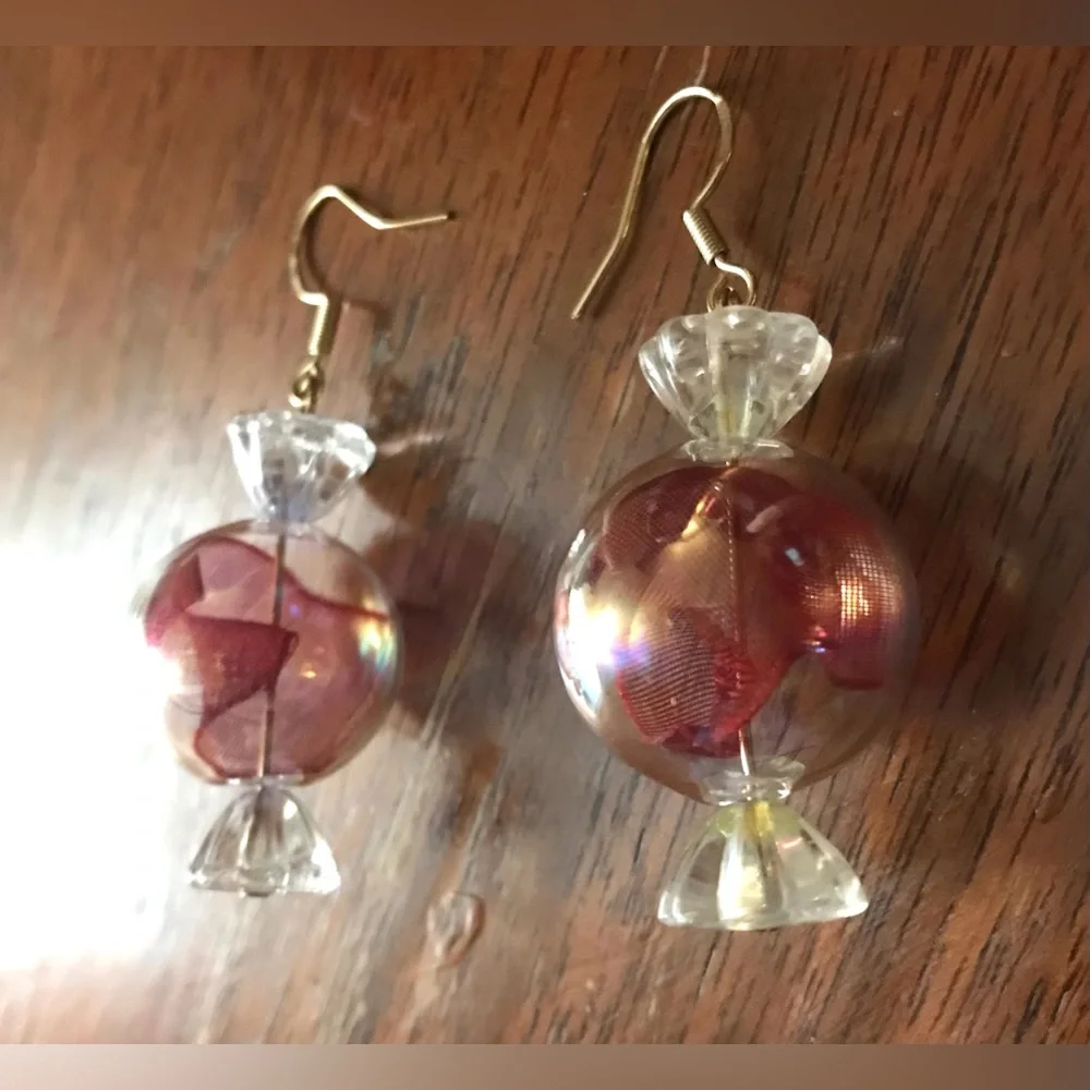 “Peppermint Discs” Wrapped Hard Candy Sweets Cinnamon Bon Bon Kawaii Red Earring